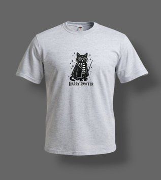 Футболка Сіра з принтом Harry Pawter 4007 фото
